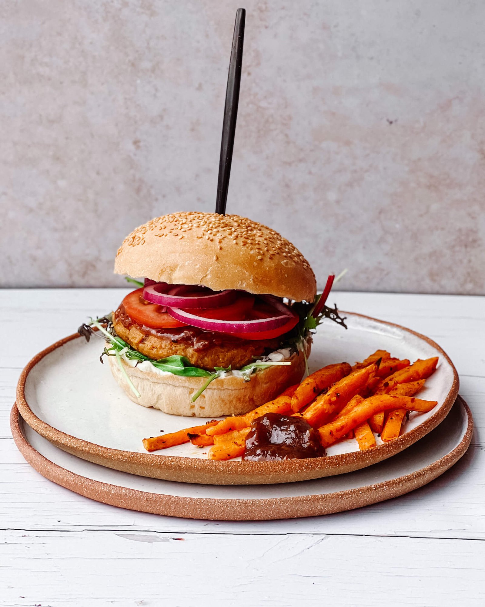 Madras Fusion plant Burgers with Curried Kumara Fries Kavita's Kitchen NZ